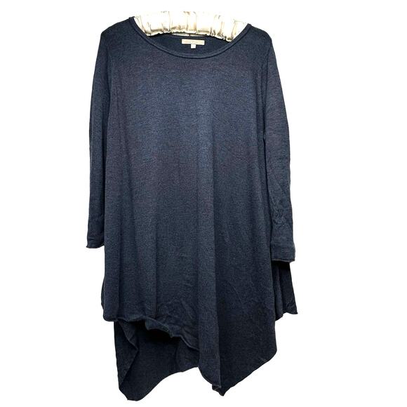 Joan Vass Studio Sweater Size Large Handkerchief Hem Asymmetrical Blue - Picture 1 of 10